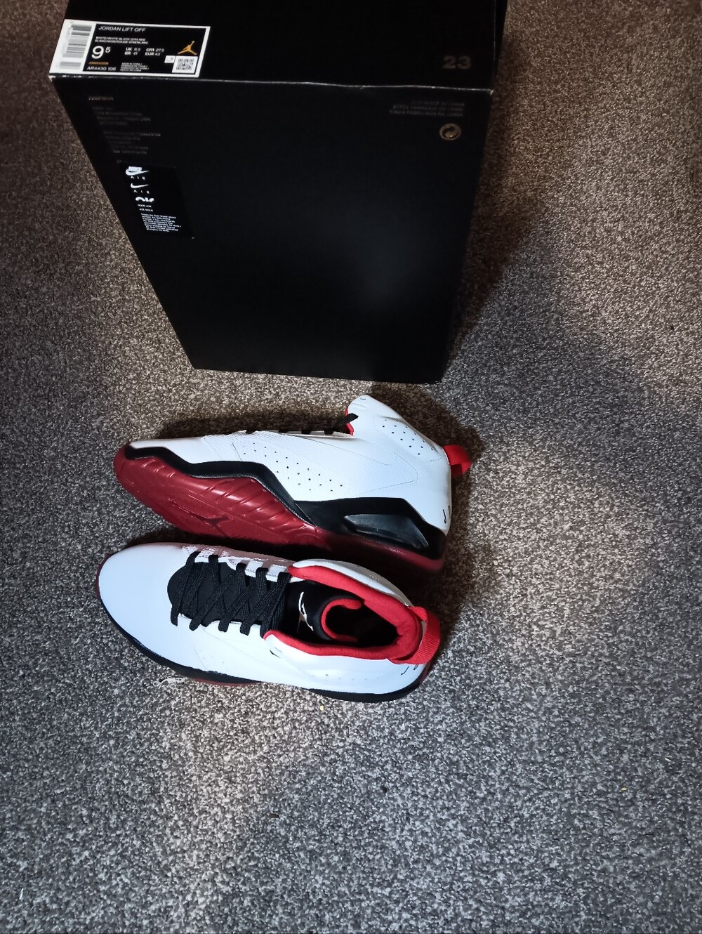 Jordan Men's White Black Red Low-Top Basketball Sneakers